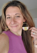 Load image into Gallery viewer, Summer Hoops Wood & Metal Abstract Earrings