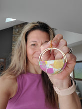 Load image into Gallery viewer, Summer Hoops Wood & Metal Abstract Earrings