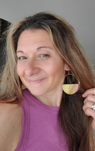 Load image into Gallery viewer, Summer Hoops Wood & Metal Abstract Earrings
