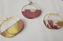Load image into Gallery viewer, Summer Hoops Wood & Metal Abstract Earrings