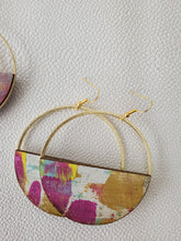 Load image into Gallery viewer, Summer Hoops Wood & Metal Abstract Earrings