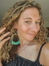 Load image into Gallery viewer, Illusion Lace Flat Bottom Wood Hoops