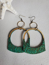 Load image into Gallery viewer, Illusion Lace Flat Bottom Wood Hoops