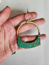 Load image into Gallery viewer, Illusion Lace Flat Bottom Wood Hoops