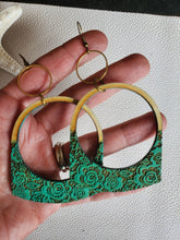 Load image into Gallery viewer, Illusion Lace Flat Bottom Wood Hoops