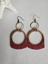 Load image into Gallery viewer, Illusion Lace Flat Bottom Wood Hoops