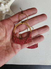 Load image into Gallery viewer, Illusion Lace Flat Bottom Wood Hoops