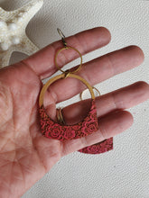 Load image into Gallery viewer, Illusion Lace Flat Bottom Wood Hoops