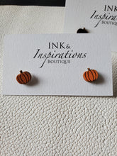 Load image into Gallery viewer, Pumpkin Wood Earrings for Fall