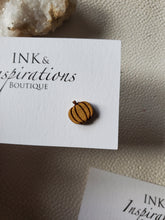 Load image into Gallery viewer, Pumpkin Wood Earrings for Fall
