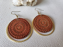 Load image into Gallery viewer, Copper Glam Wood & Metal Hoops