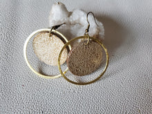 Load image into Gallery viewer, Champagne Glam Hoops Wood & Metal Earrings