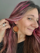 Load image into Gallery viewer, Copper Glam Wood & Metal Hoops