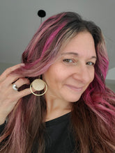 Load image into Gallery viewer, Champagne Glam Hoops Wood & Metal Earrings