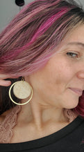 Load image into Gallery viewer, Champagne Glam Hoops Wood & Metal Earrings