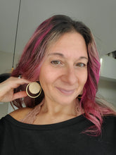 Load image into Gallery viewer, Champagne Glam Hoops Wood & Metal Earrings