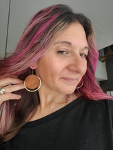 Load image into Gallery viewer, Copper Glam Wood & Metal Hoops