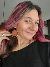 Load image into Gallery viewer, Copper Glam Wood & Metal Hoops