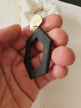 Load image into Gallery viewer, Marika II Hexagon Wood Dangle Statement Earrings