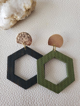 Load image into Gallery viewer, Marika II Hexagon Wood Dangle Statement Earrings