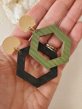 Load image into Gallery viewer, Marika II Hexagon Wood Dangle Statement Earrings