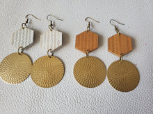 Load image into Gallery viewer, Hexagon Wood Earrings