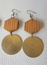 Load image into Gallery viewer, Brittany Hexagon Wood Dangle Statement Earrings