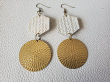 Load image into Gallery viewer, Brittany Hexagon Wood Dangle Statement Earrings
