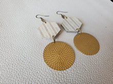 Load image into Gallery viewer, Brittany Hexagon Wood Dangle Statement Earrings