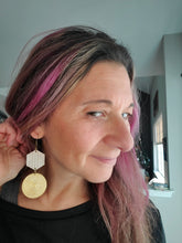 Load image into Gallery viewer, Brittany Hexagon Wood Dangle Statement Earrings