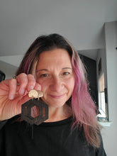 Load image into Gallery viewer, Marika II Hexagon Wood Dangle Statement Earrings