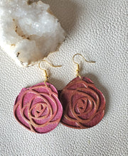 Load image into Gallery viewer, Rose Wood Dangle Earrings for Valentines Day