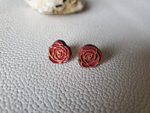 Load image into Gallery viewer, Rose Wood Studs Earrings for Valentines Day