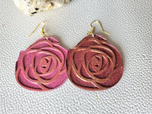 Load image into Gallery viewer, Rose Wood Dangle Earrings for Valentines Day