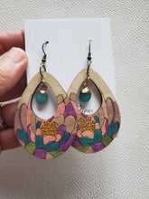 Load image into Gallery viewer, Colorful Spring Teardrop Wood Dangle Earrings