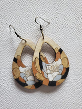 Load image into Gallery viewer, Floral Spring Teardrop Wood Dangle Earrings