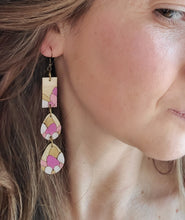 Load image into Gallery viewer, Cascade Spring Wood Dangle Earrings with Bohemian Floral Design