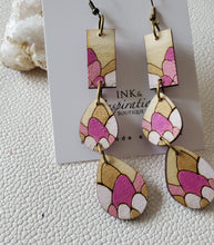 Load image into Gallery viewer, Cascade Spring Wood Dangle Earrings with Bohemian Floral Design