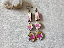 Load image into Gallery viewer, Cascade Spring Wood Dangle Earrings with Bohemian Floral Design
