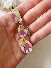 Load image into Gallery viewer, Cascade Spring Wood Dangle Earrings with Bohemian Floral Design