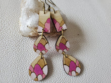 Load image into Gallery viewer, Cascade Spring Wood Dangle Earrings with Bohemian Floral Design