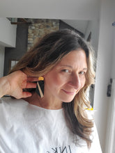 Load image into Gallery viewer, Geometric Post Dangle Wood Earrings