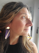 Load image into Gallery viewer, Geometric Post Dangle Wood Earrings