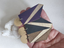Load image into Gallery viewer, Geometric Post Dangle Wood Earrings
