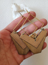 Load image into Gallery viewer, Ro Wood & Metal Earrings with Chevron