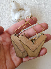 Load image into Gallery viewer, Ro Wood & Metal Earrings with Chevron