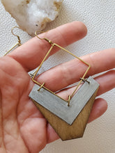 Load image into Gallery viewer, Ro Wood & Metal Earrings with Chevron