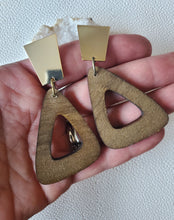 Load image into Gallery viewer, Winslet Wood Dangle Post Earrings