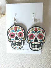 Load image into Gallery viewer, Sugar Skull Wood Earrings