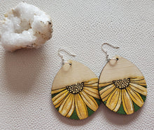 Load image into Gallery viewer, Daisy Wood Earrings – Hand-Painted Boho Floral Dangles
